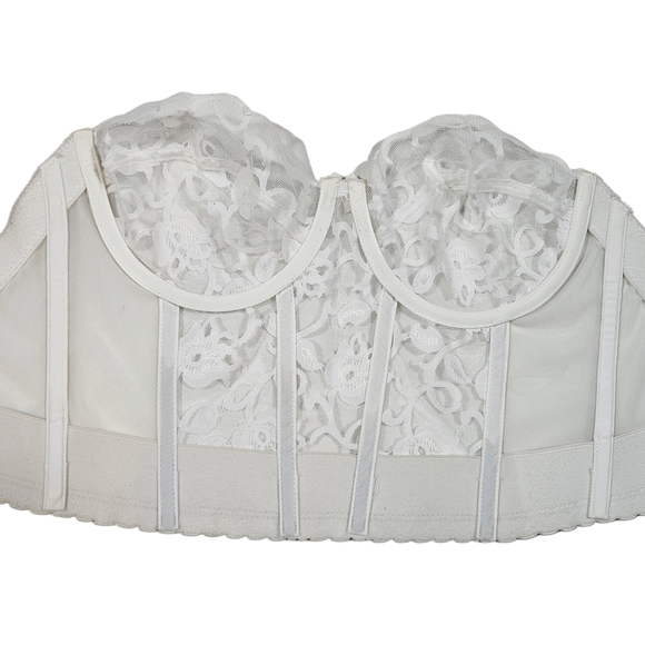 Vintage Gold Label Victorias Secret White Lace Bustier Bra Corset Sz 36B Bridal - Picture 7 of 15